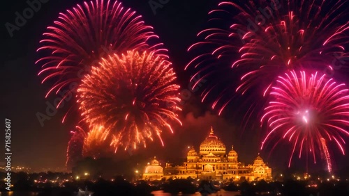fireworks in the city new year eve celebration generative Ai 