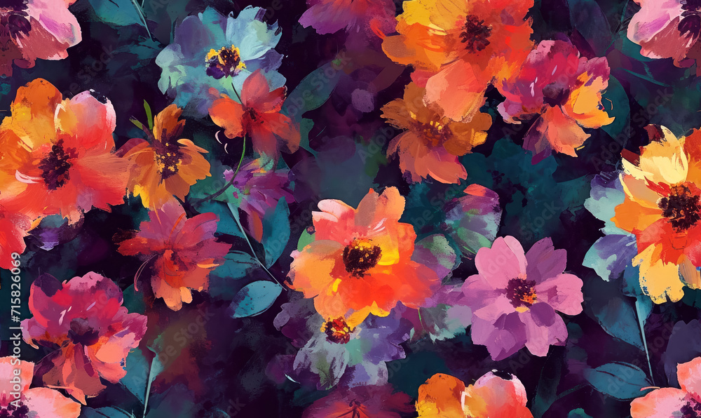 burst of colorful flowers in impressionist style burst of colorful flowers in impressionist style
