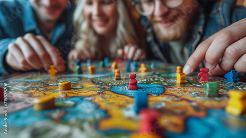 Close-up of a group of friends playing board games at home © ProstoSvet