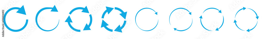 Reload arrow vector set. Reload circle arrows collection. Rotation arrow icon. Reload arrow vector set. Reload circle arrows collection. Rotation arrow icon.