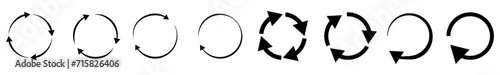 Reload arrow set. Reload circle arrows collection. Rotation arrow icon vector.
