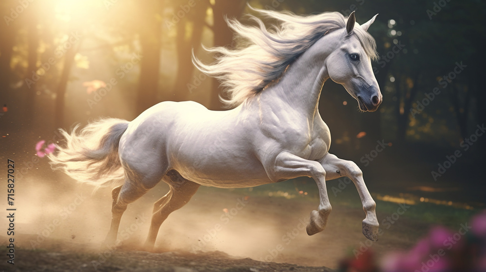 side view of a unicorn running, cinematic scene, profile view of unicorn created with Generative Ai side view of a unicorn running, cinematic scene, profile view of unicorn created with Generative Ai