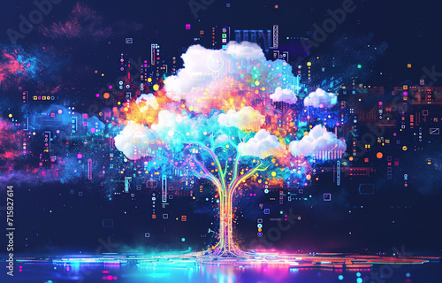Cloud Networking, Crypto, AI, Firewall Network Security, Artificial Intelligence, Cyber Security, Cloud Managed, Circuit Board, AI Generated Art for Business and Technology