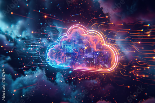 Cloud Networking, Crypto, AI, Firewall Network Security, Artificial Intelligence, Cyber Security, Cloud Managed, Circuit Board, AI Generated Art for Business and Technology
