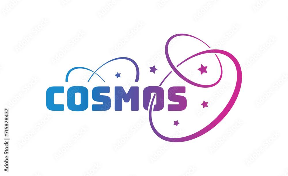 cosmos logo. blue and magenta cosmos word and rings cosmos logo. blue and magenta cosmos word and rings