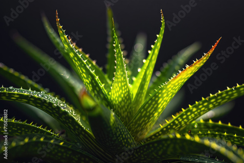 A captivating portrait of the radiant beauty and natural radiance of an Aloe Vera plant