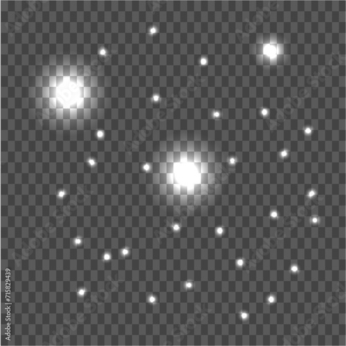 Sparkling star, vector glowing star light effect. Glitter magic star sparks on transparent background.