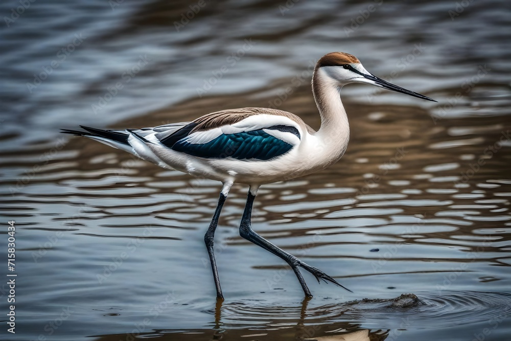 Great blue heron on the water. Great blue heron on the water.