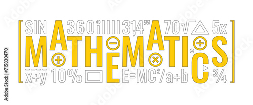 contoured mathematics word and mathematical symbols