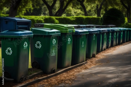 Green recycling bin outside the park.