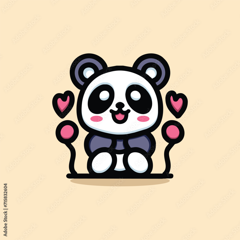 Fototapeta premium Cute Panda Mascot Cartoon Animal Vector Logo Design illustration