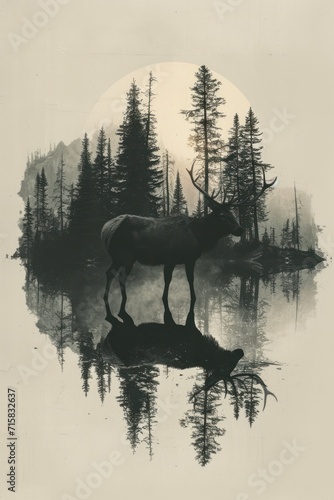 Moose Standing in Lake © FryArt Studio