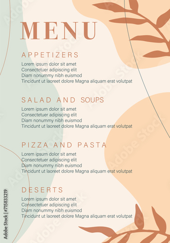 Food menu and restaurant flyer template. Fast Food, Healthy Food, Flyer Design, Simple, Minimalist. Modern.