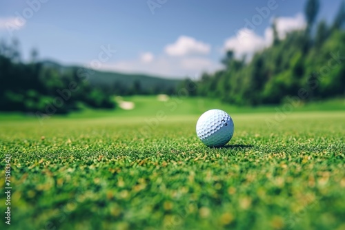 Golf Ball on Green Field