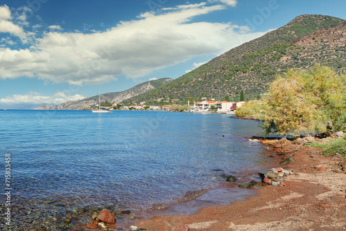 The beach Paleokastro at Methana in Peloponnese, Greece photo