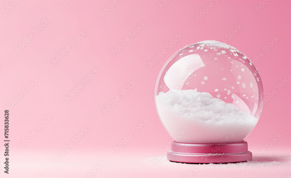 Empty Minimal snow globe on pink background. Empty Minimal snow globe on pink background.