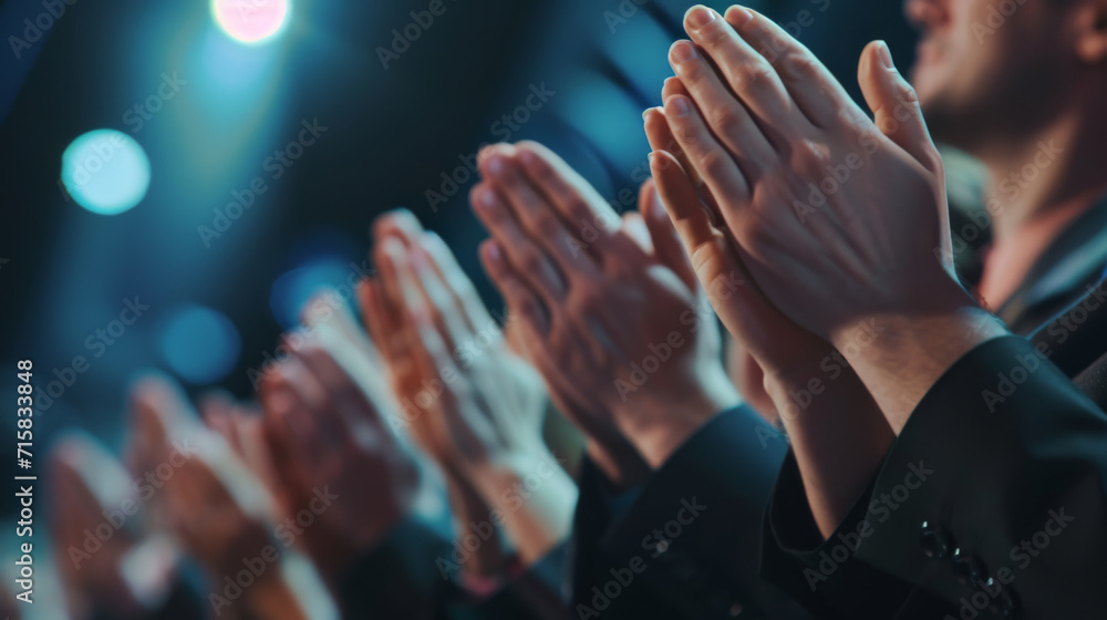Row of people clapping their hands, likely in an event or seminar setting.