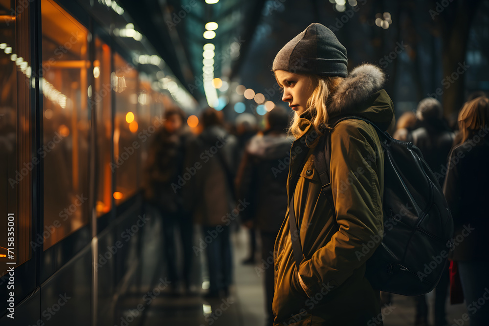 people walking at a train station, waiting people walking at a train station, waiting