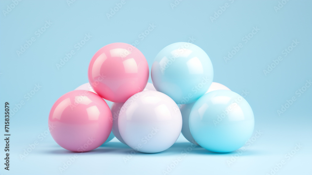 A bunch of pastel colored easter eggs on a isolated blue background A bunch of pastel colored easter eggs on a isolated blue background
