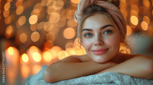 Young woman relaxing in spa salon. Healthy lifestyle and relaxation concept.