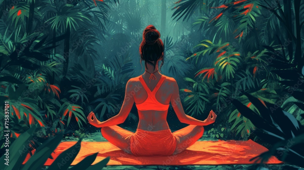 Yoga pose, woman practice yoga in a quiet environment, in the forest, mountains. Healthy Lifestyle, Fitness. With a natural backdrop, sunset. Yoga relaxation. Yoga pose, woman practice yoga in a quiet environment, in the forest, mountains. Healthy Lifestyle, Fitness. With a natural backdrop, sunset. Yoga relaxation.