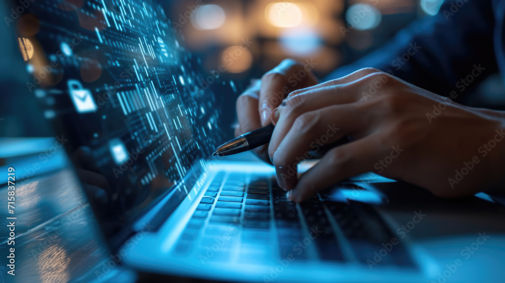 Close-up of a person's hands typing on a laptop keyboard Close-up of a person's hands typing on a laptop keyboard