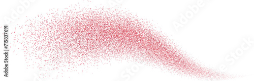 Red glitter splash, shiny stardust explosion, shimmering splash effect, festive particles. Vector illustration.