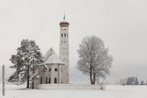St. Coloman Church in winter landscape
