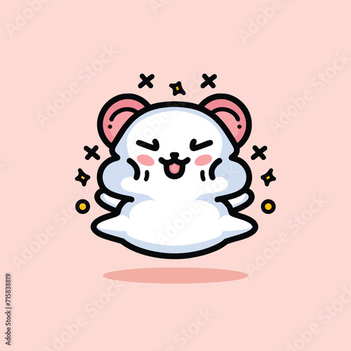 Cute Mouse Mascot Cartoon Animal Vector Logo Design illustration