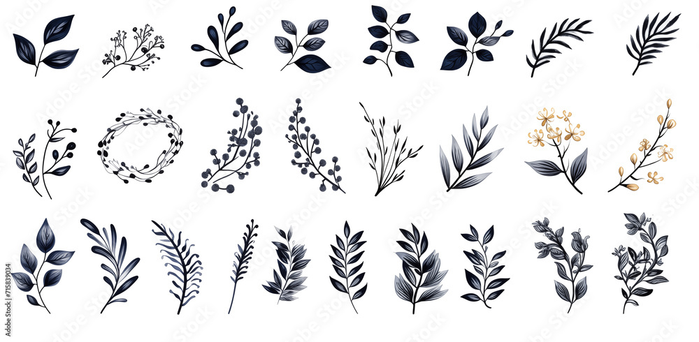 Set watercolor elements garden flowers; leaves; branches. set of Watercolor floral frame border Set watercolor elements garden flowers; leaves; branches. set of Watercolor floral frame border