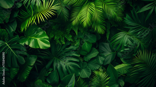 Nature leaves branch texture and green tropical forest backgound  spring summer concept