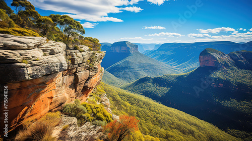 Australia  New South Wales  Wentworth Falls  Horizon over mountains on sunny day