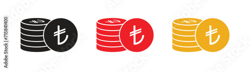black, red and gold turkish lira concept. turkish lira on white background