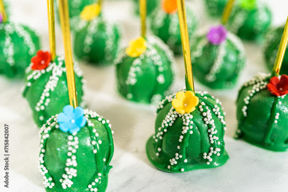 Delicious cactus cake pops for Cinco de Mayo celebration Delicious cactus cake pops for Cinco de Mayo celebration