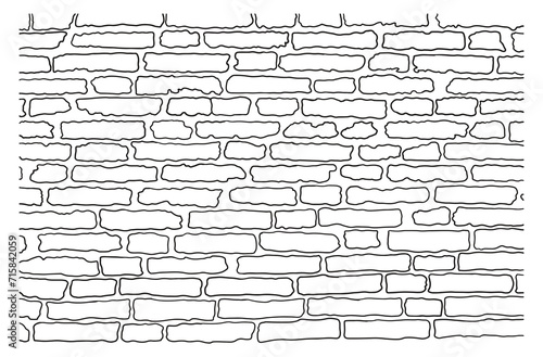 brick wall on white background. outline brick wall pattern