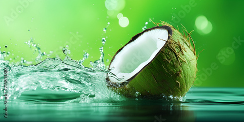Soothing Serenity: Green Coconut with Water White Wallpapers photo