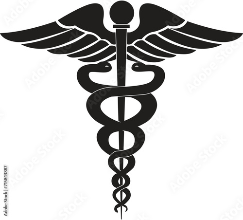 Medical sign, Medical symbol, Medical Snake Caduceus Logo, Caduceus sign, caduceus - medical symbol, Snake medical icon Black photo