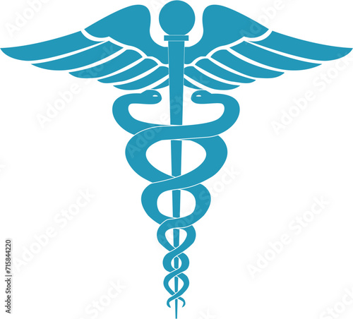 Medical sign, Medical symbol, Medical Snake Caduceus Logo, Caduceus sign, caduceus - medical symbol, Snake medical icon Blue