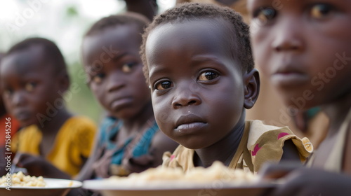 Hungry African children are begging for food. Malnutrition, portrait of refugee children. Africa, poverty, poor, faces of kids portrait photo