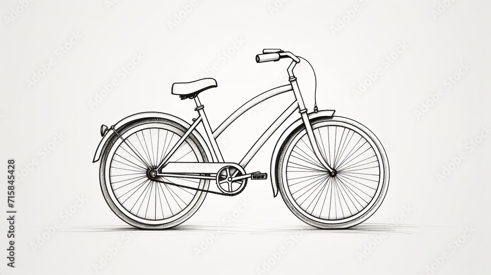 Fototapeta premium Detailed Sketch of Classic Bicycle on White Background