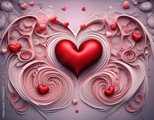 Artistic love concept with heart in a sweet love symbol, creative background for valentine's day, love design photo