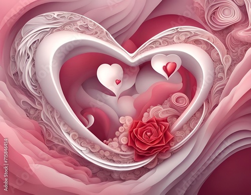 Artistic love concept with heart in a sweet love symbol, creative background for valentine's day, love design photo