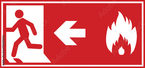 Emergency fire exit sign, Emergency sign, Emergency exit, Emergency Exit sign board, red emergency exit sign, Fire sign