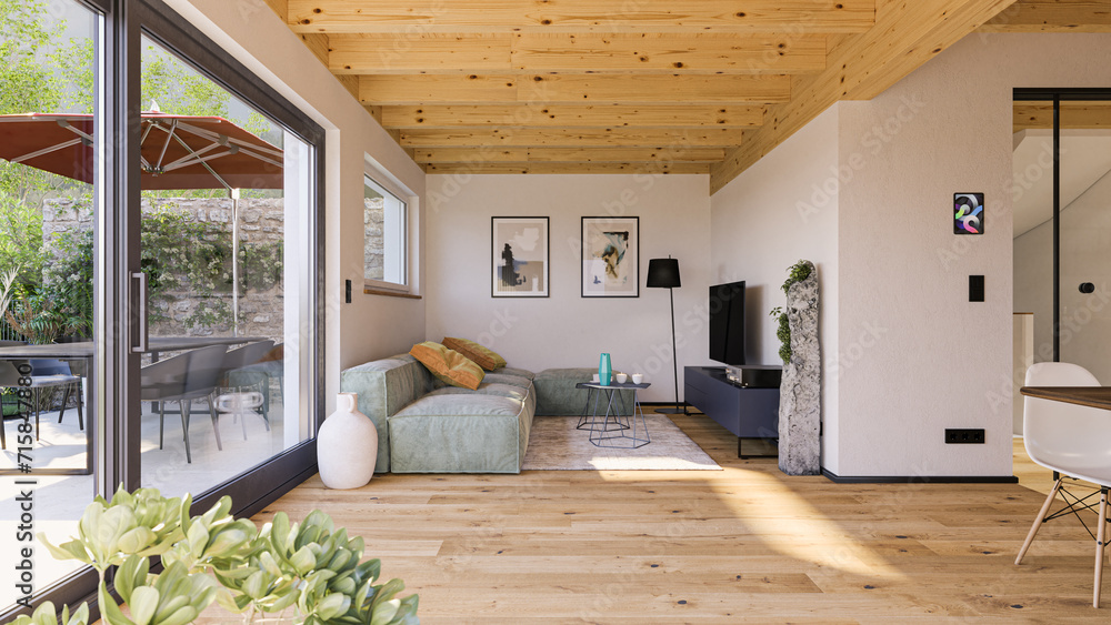 luxury cozy apartment interior living room with skandinavian elements ...