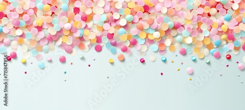 Happy birthday balloons photo background with confetti decoration element for greeting card design