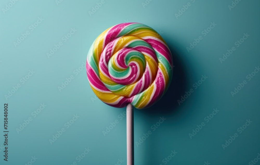 a colorful liquid lollipop on a blue background a colorful liquid lollipop on a blue background