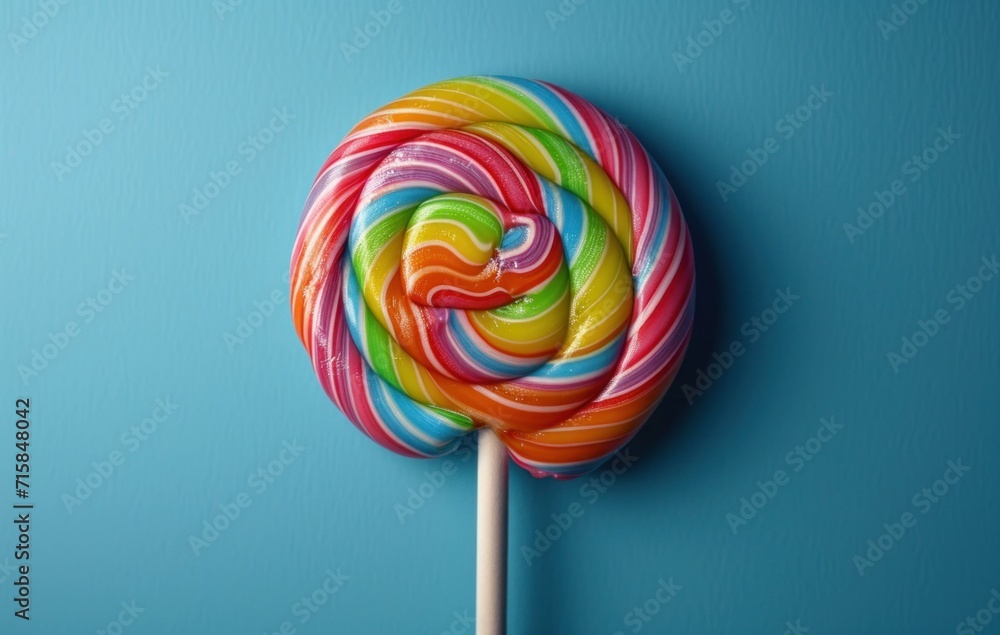 a colorful liquid lollipop on a blue background a colorful liquid lollipop on a blue background