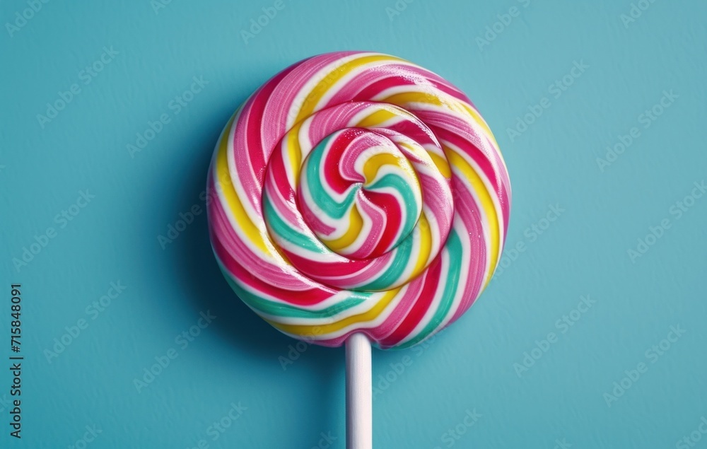 a colorful liquid lollipop on a blue background a colorful liquid lollipop on a blue background