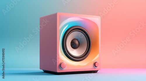 Speaker with sound wave icon isolated minimal design. Generate AI image photo