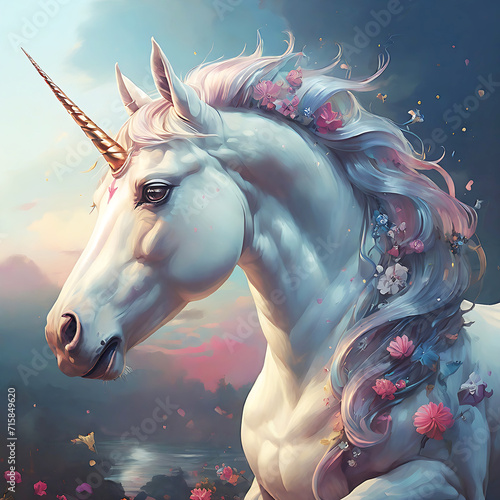 Cute illustration of a unicorn.